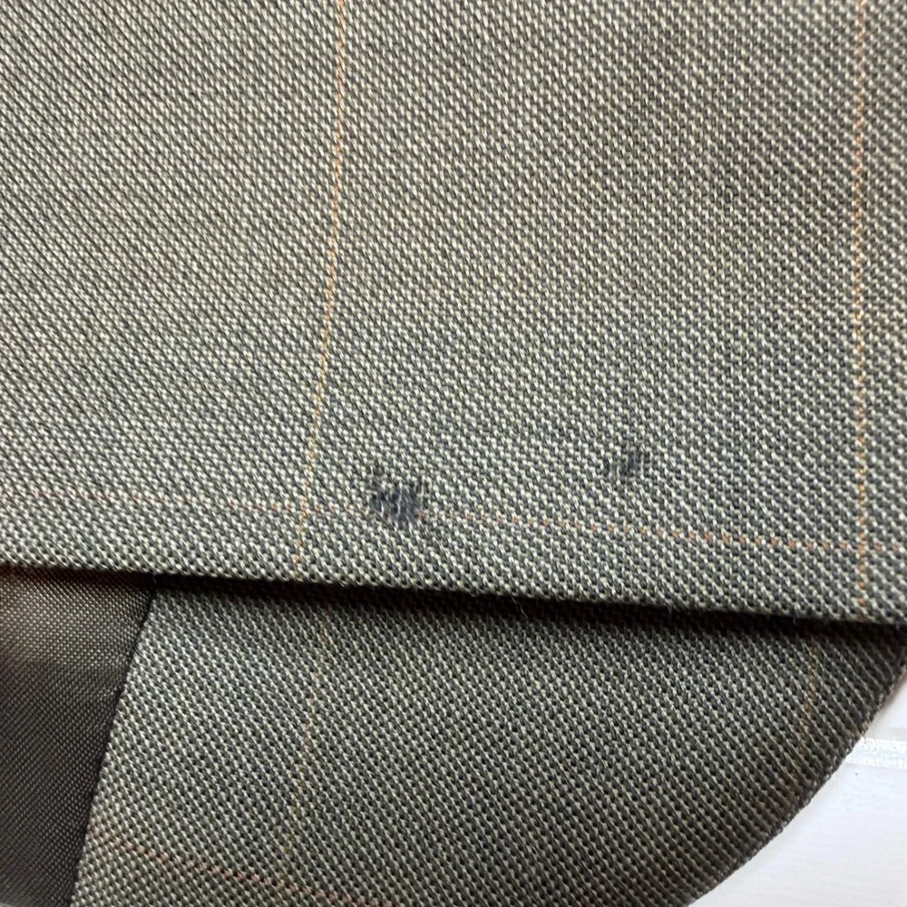 Flawed Brooks Brothers Mens 42R Wool Blazer Jacket Brown Grey Windowpane Check